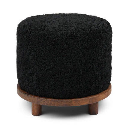 Simon pouf | Korthåret | D46xH42 cm Svart