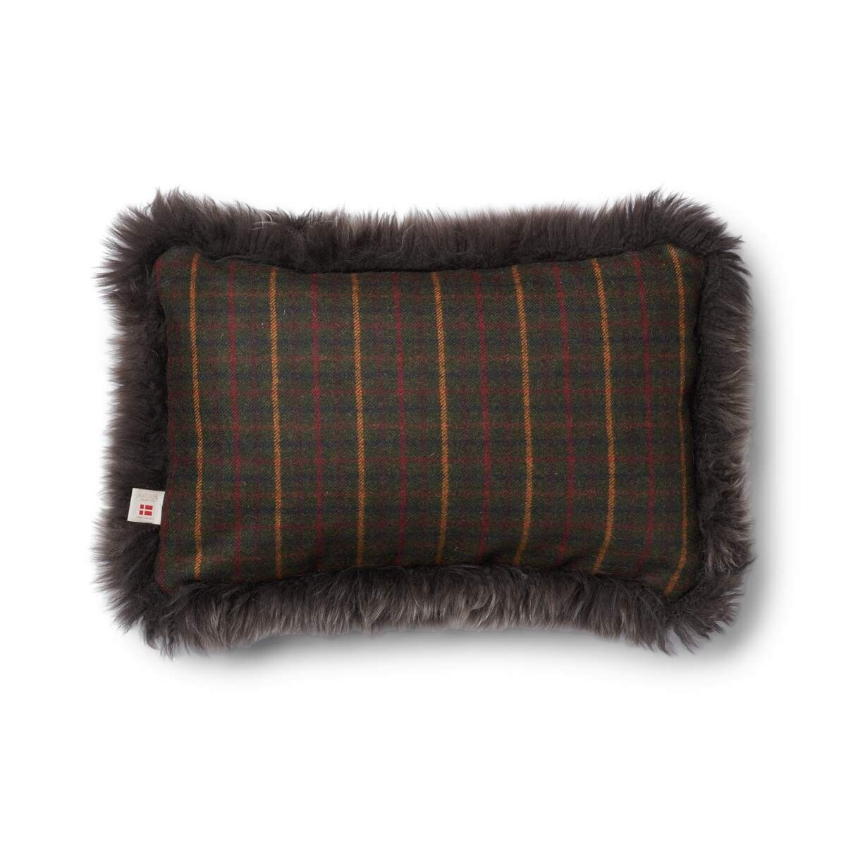 Checked Collection | Ullpute | Langhåret | 52x52 cm | 34x52 cm Rutet Mørkegrønn / Valnøtt
