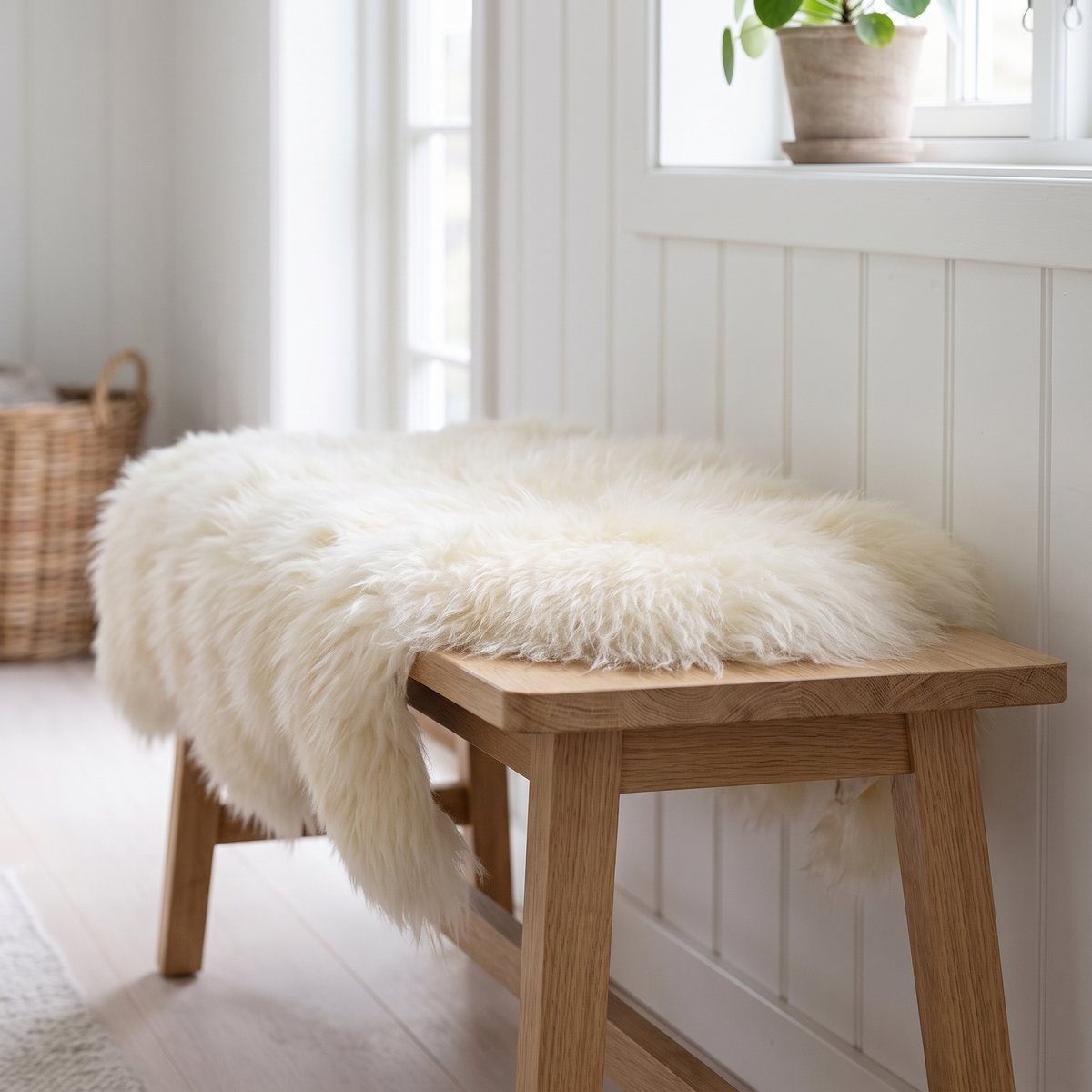 Islandsk saueskinn | Langhåret | Naturlige farger | 100-110 cm