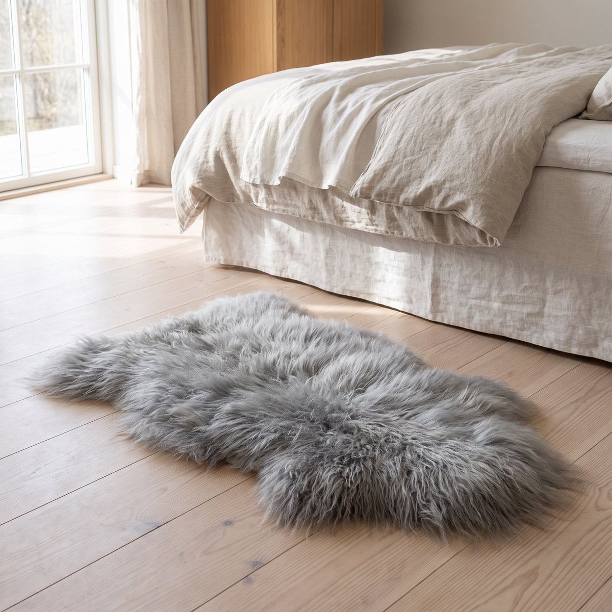 Islandsk saueskinn | Innfarget | 90 + cm Sølv