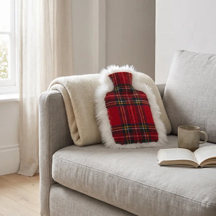 Varmtvannsflaske | Saueskinn og ull | 37 x 27 cm Lindsay Tartan/Hvit