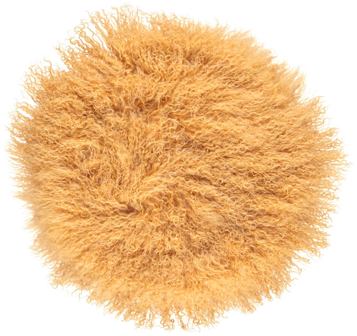 Saueskinnpute | Krøllet | Tibet | Ø45 cm, Ø62 cm & Ø38 cm Gul