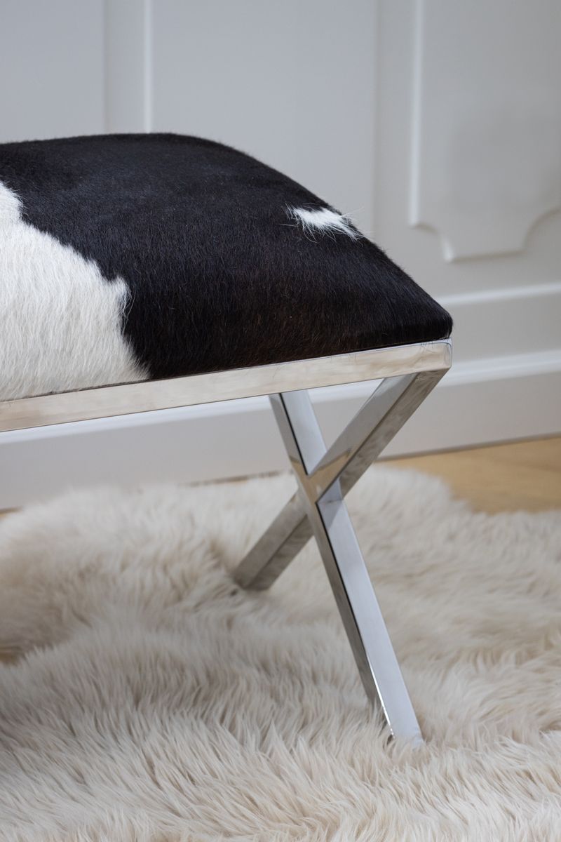 Benk | Kuskinn | 110x45x45 cm Salt / Pepper / Sort / Hvit