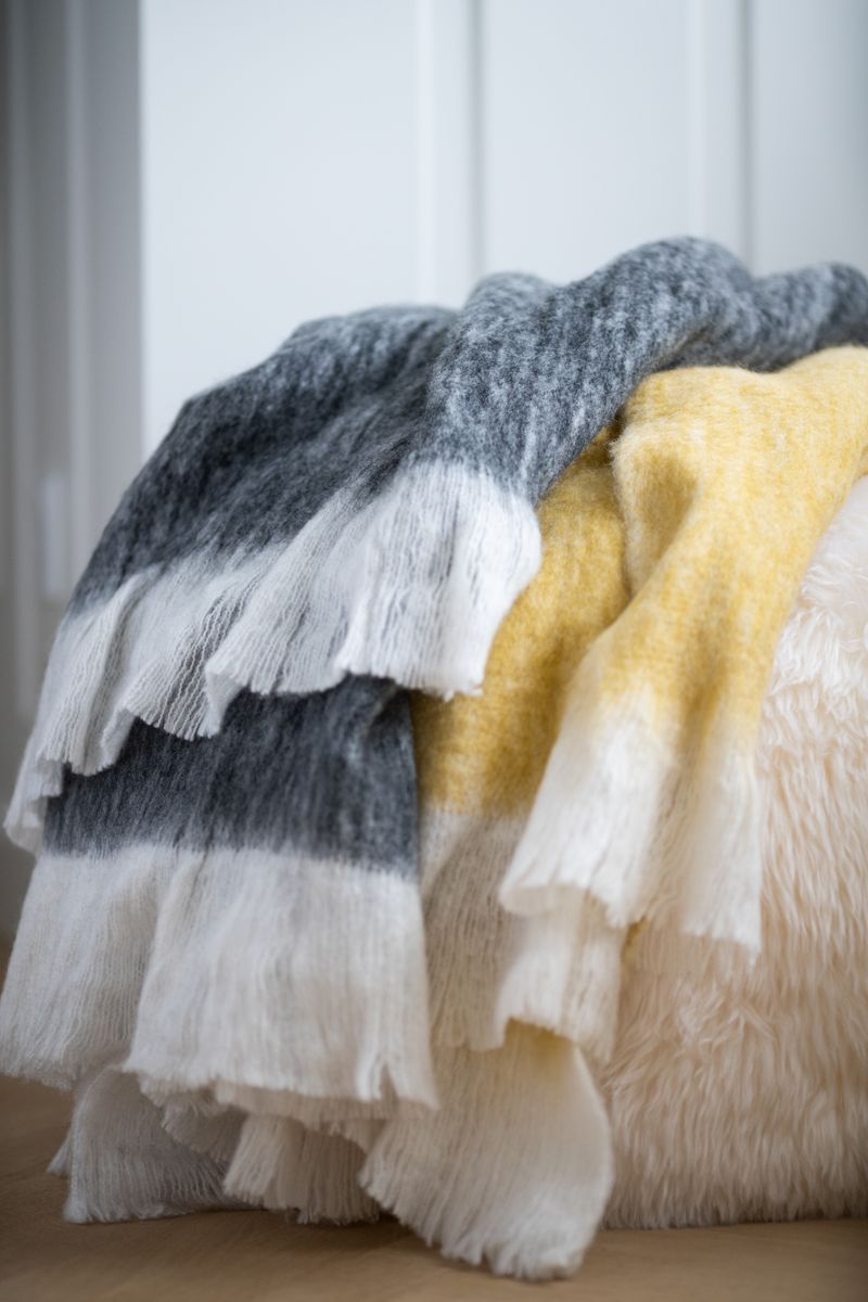 Ullpledd | Mohair mix | 130x170 cm Svart