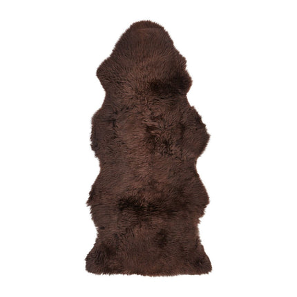 New Zealand saueskinn | lang ull | teppe 135 cm Sjokolade