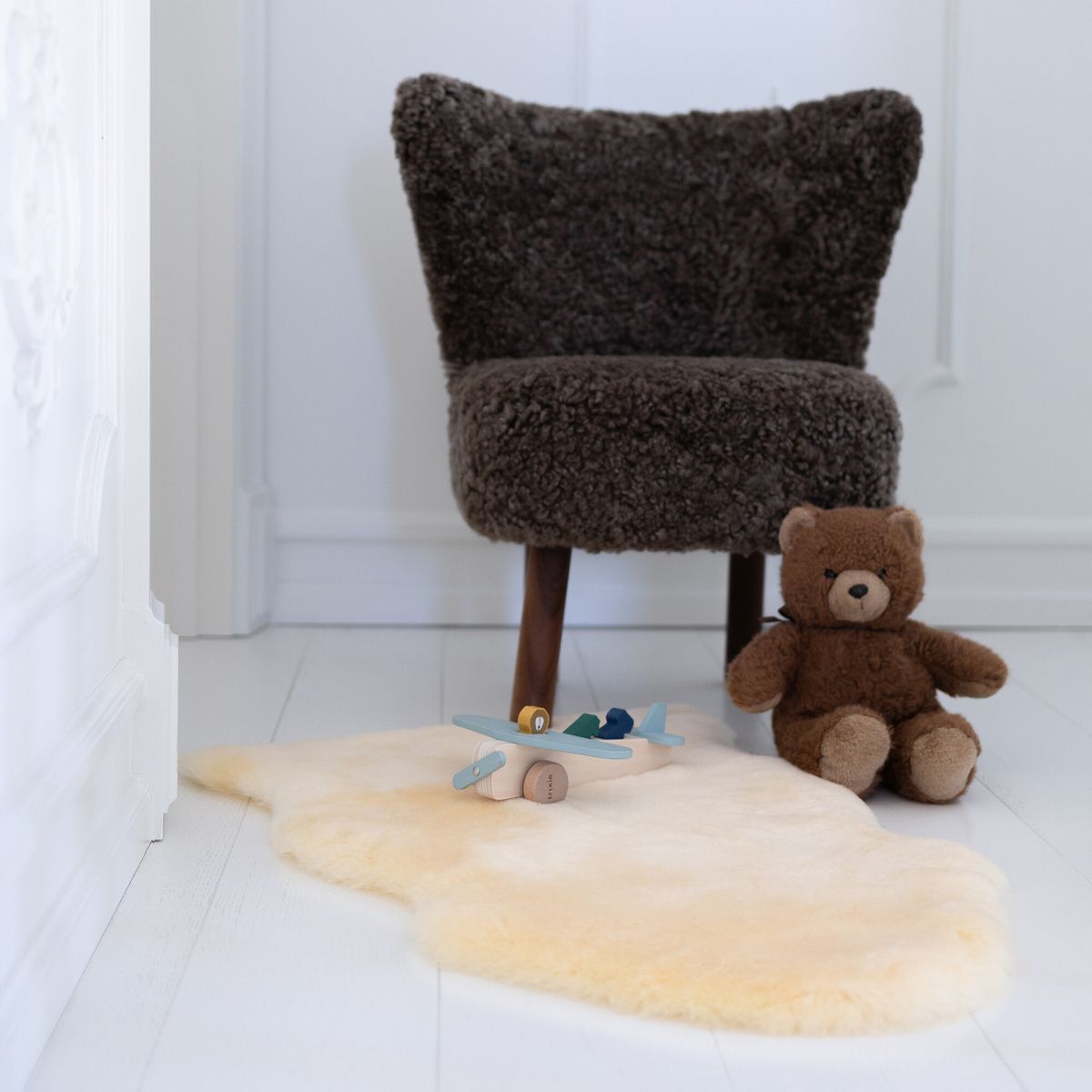 Baby saueskinn | kort ull | New Zealand | 80 cm Cream Gul