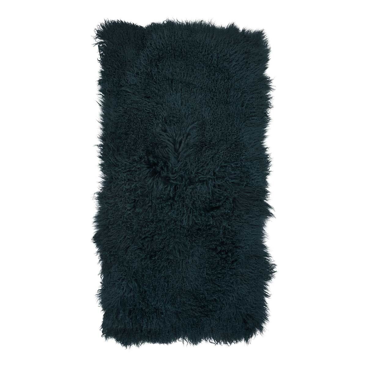 Saueskinnpledd | Krøllet | Tibet | 60x120  cm Blågrønn