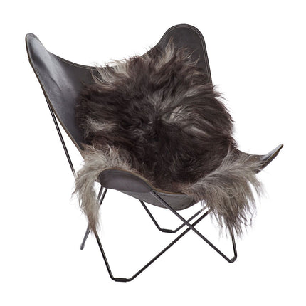 Islandsk saueskinn | Lang ull | 90 cm Naturlig Grå Mørk