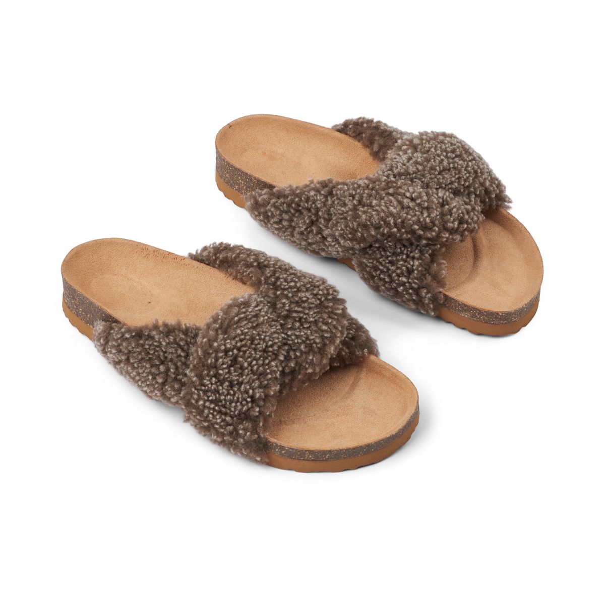 Lilly Cross slipper Lysebrun
