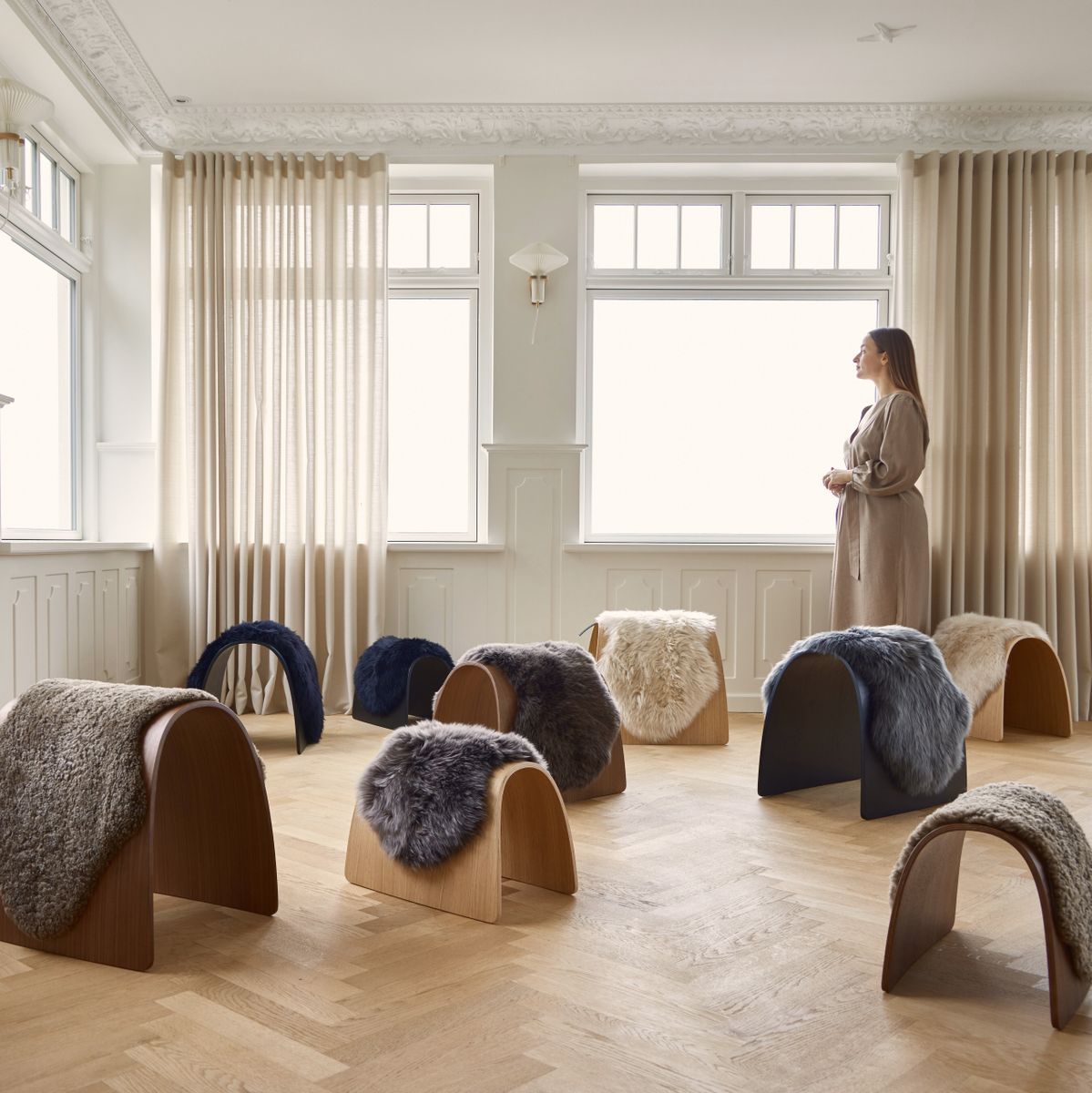 Sheep Stool cover | Langhåret | New Zealand Svart