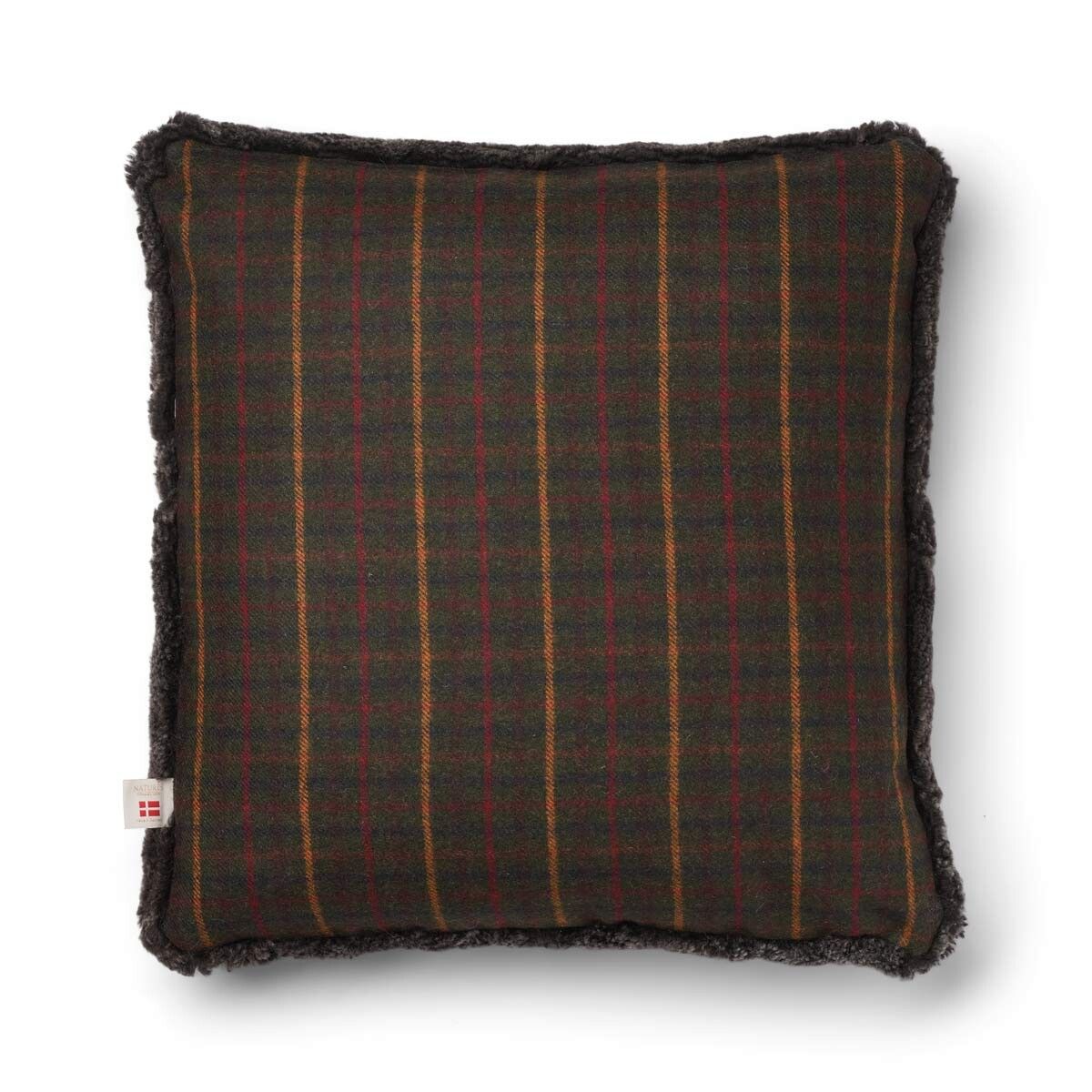 Checked Collection | Ullpute | Korthåret | 52x52 cm | 34x52 cm Rutet Mørkegrønn / Cappuccino