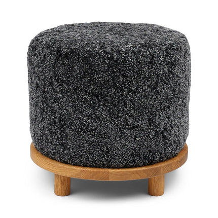 Simon pouf | Korthåret | D46xH42 cm Koksgrå