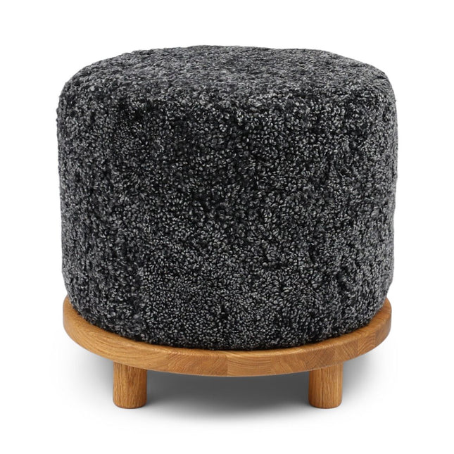 Simon pouf | Korthåret | D46xH42 cm Koksgrå