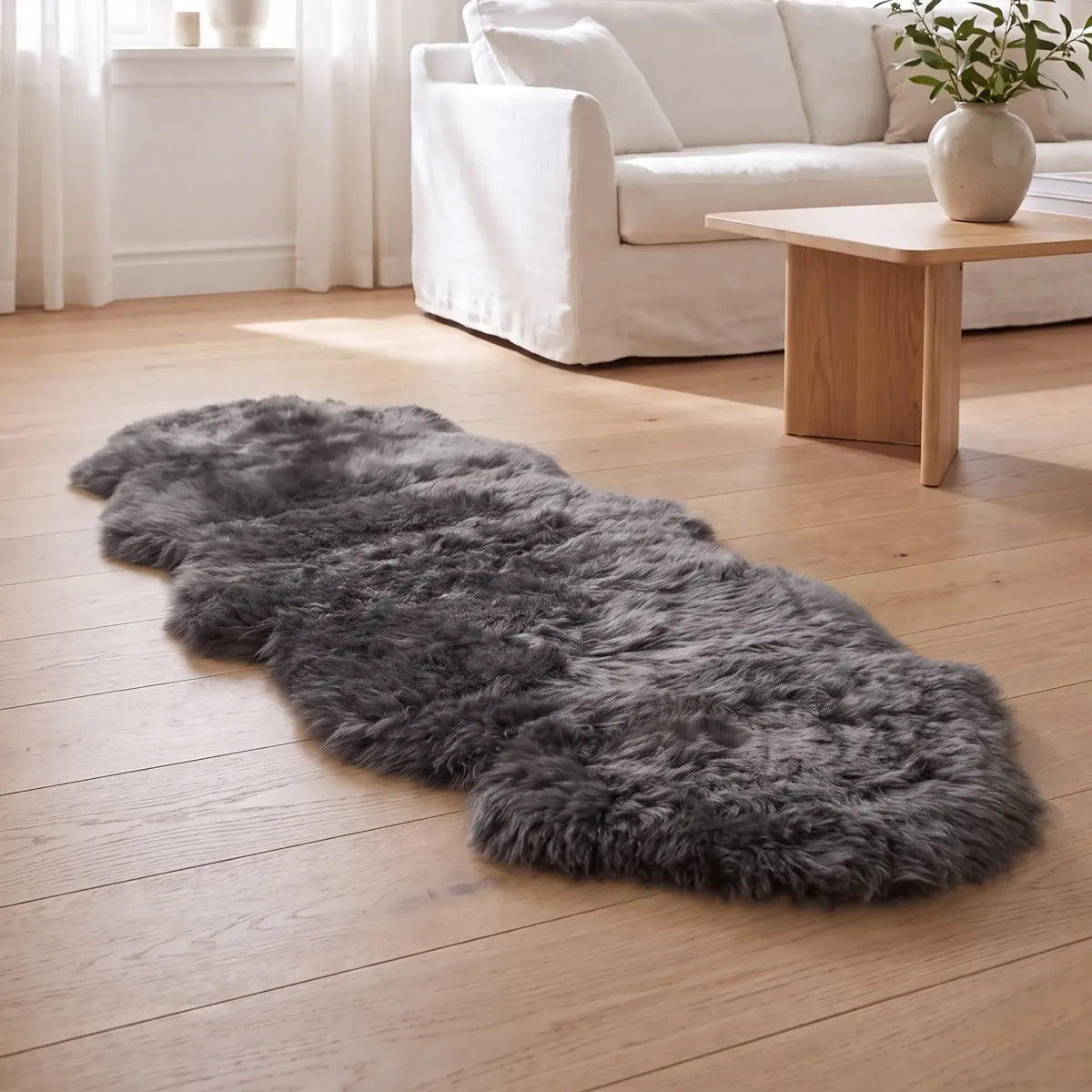 Merino saueskinn | Langhåret | New Zealand | 170x60 cm Mørk grå