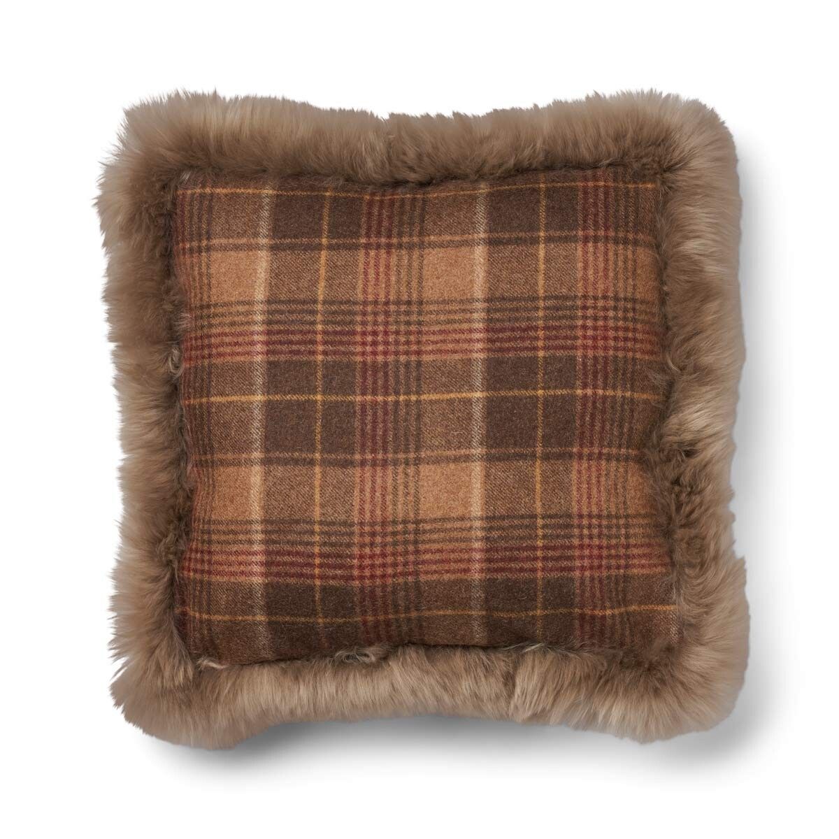 Checked Collection | Ullpute | Langhåret | Dobbeltsidig | 52x52 cm | 34x52 cm Kakao – Mørkebrun / Lysebrun