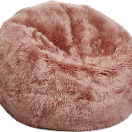 Rund saueskinnspose i lang ull, medium Rosa