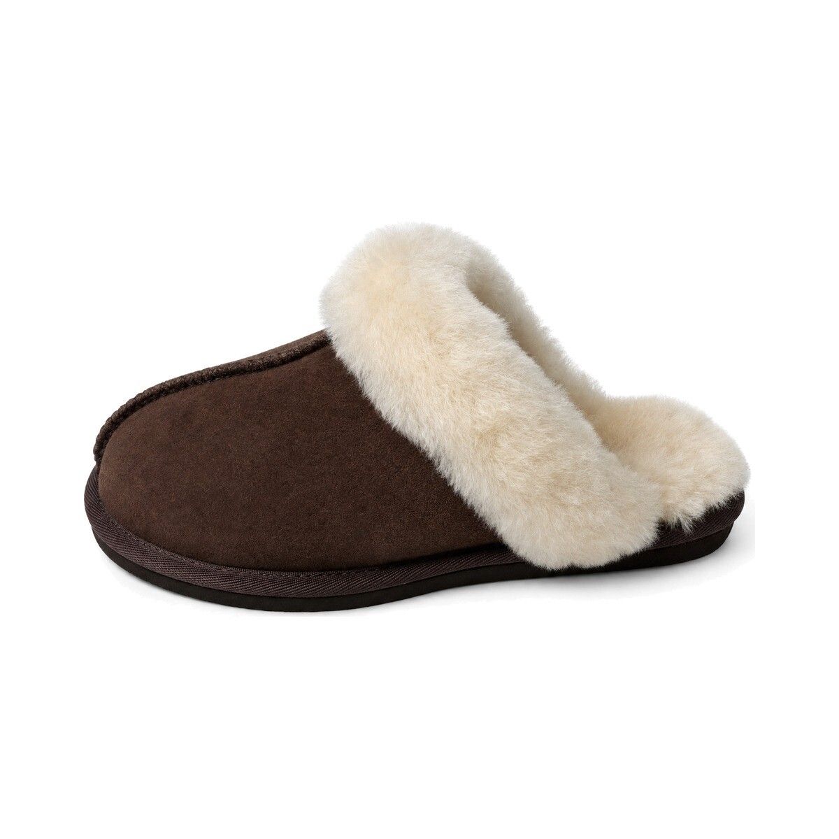 Fluffy krøllete tøfler Sjokolade