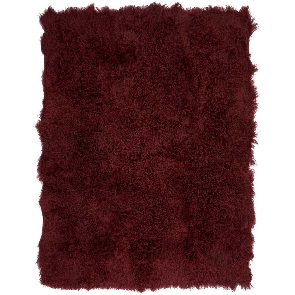Saueskinnpledd | Krøllet | Tibet | 140x180 cm Bordeaux