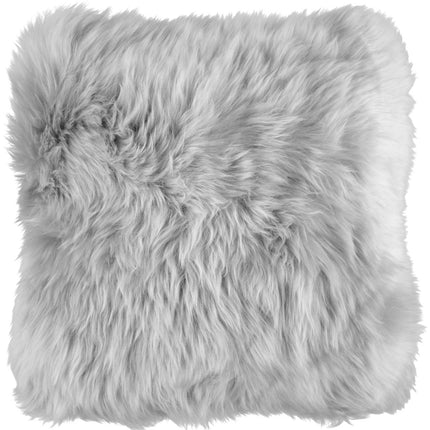 Long-Wool saueskinnspute | Dobbeltsidig | 56x56 cm | 40x40 cm Lys Grå
