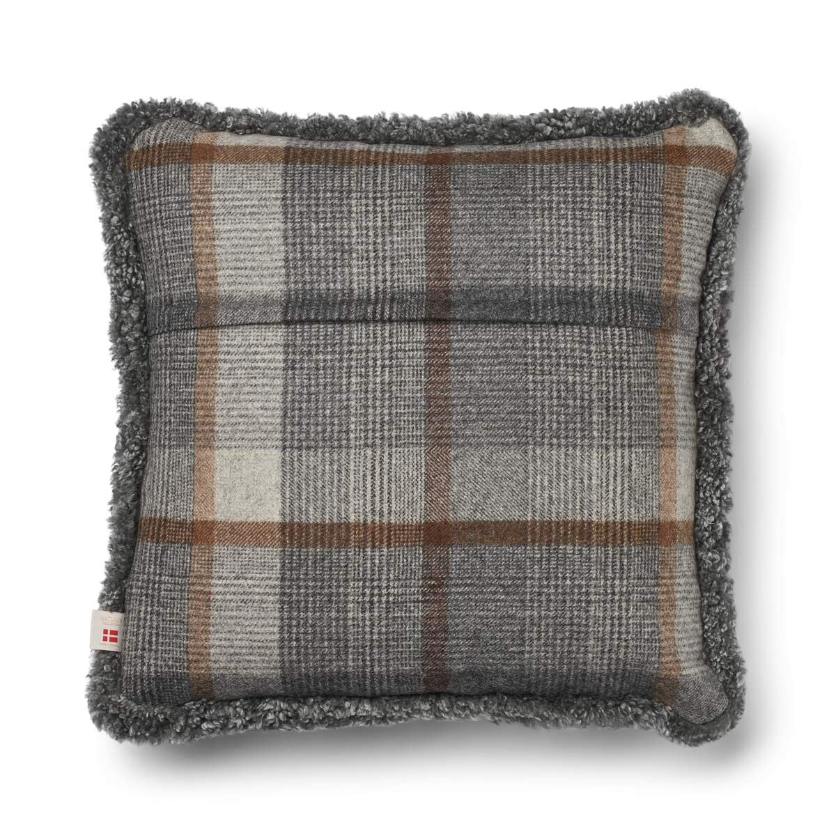 Checked Collection | Ullpute | Korthåret | Dobbeltsidig | 52x52 cm | 34x52 cm Rutet – Grå/Lys grå
