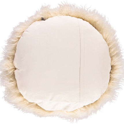Saueskinnpute | Krøllet | Tibet | Ø45 cm, Ø62 cm & Ø38 cm Gylden Hvit