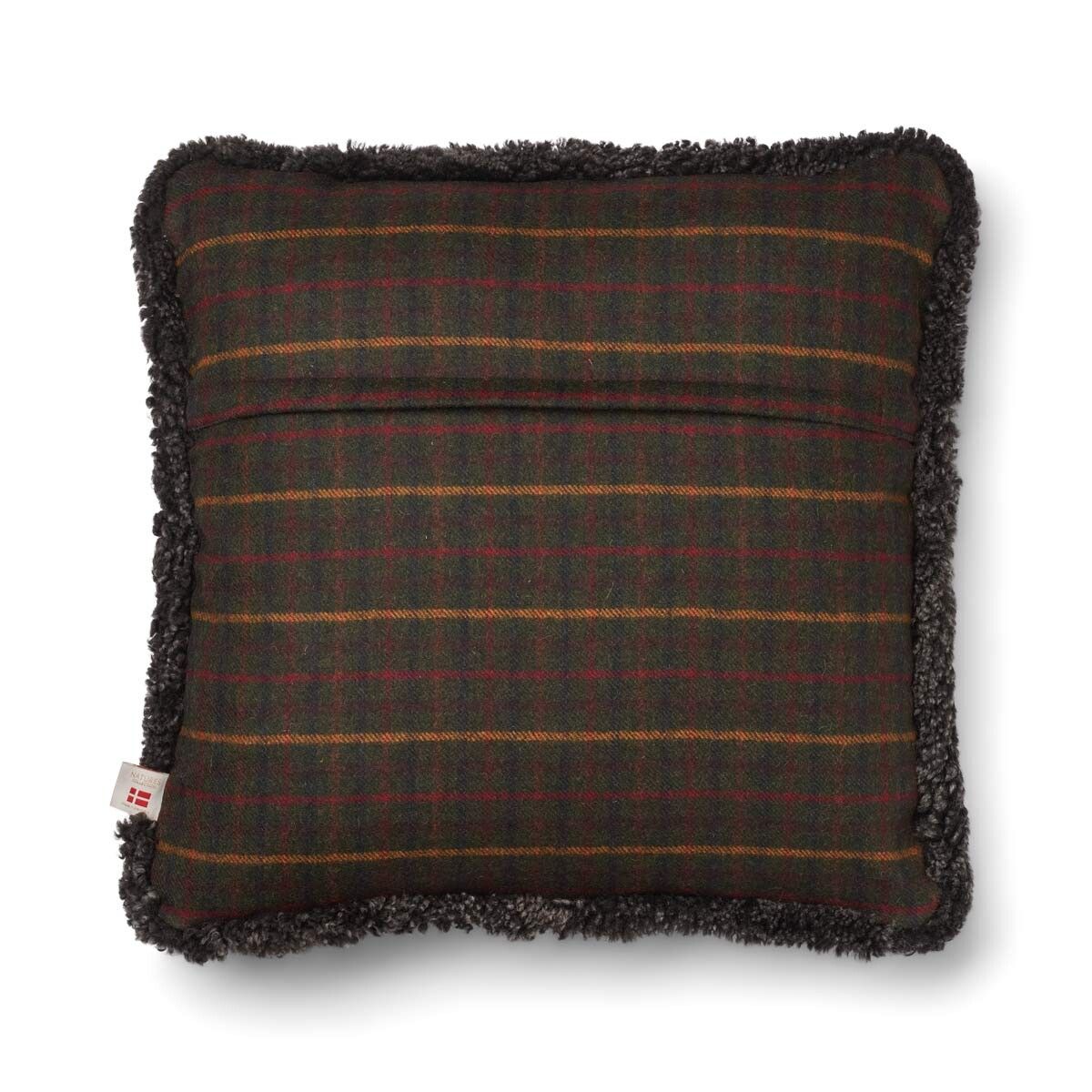Checked Collection | Ullpute | Korthåret | Dobbeltsidig | 52x52 cm | 34x52 cm Rutet Mørkegrønn / Cappuccino