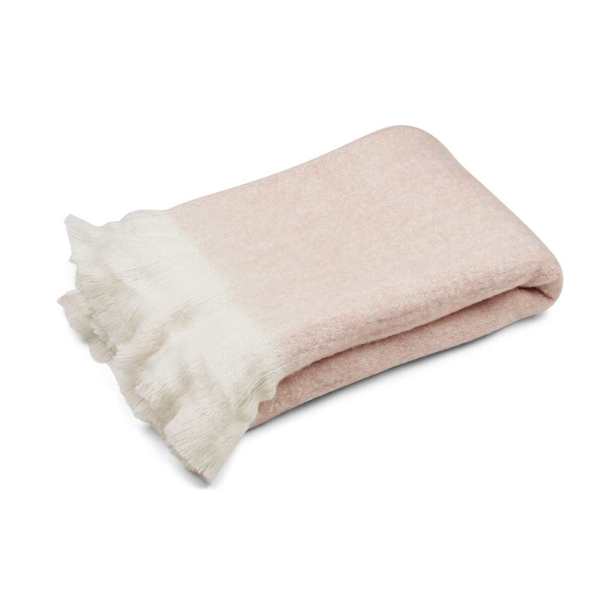 Ullpledd | Mohair mix | 130x170 cm Lys Rosa