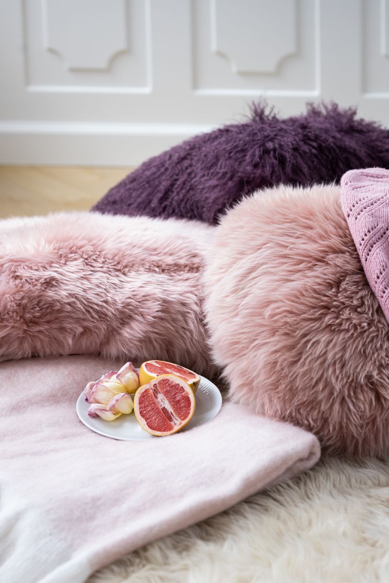 Ullpledd | Mohair mix | 130x170 cm Lys Rosa