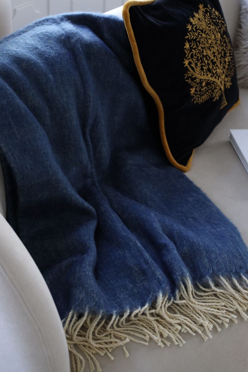 Ullpledd | Mohair mix | 130x170 cm Blågrå