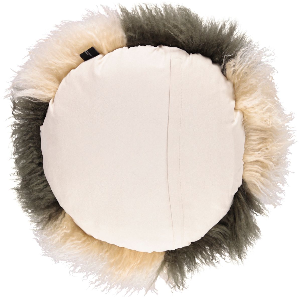 Saueskinnpute | Krøllet | Tibet | Ø45 cm, Ø62 cm & Ø38 cm Gyllenhvit / Mørkegrønn