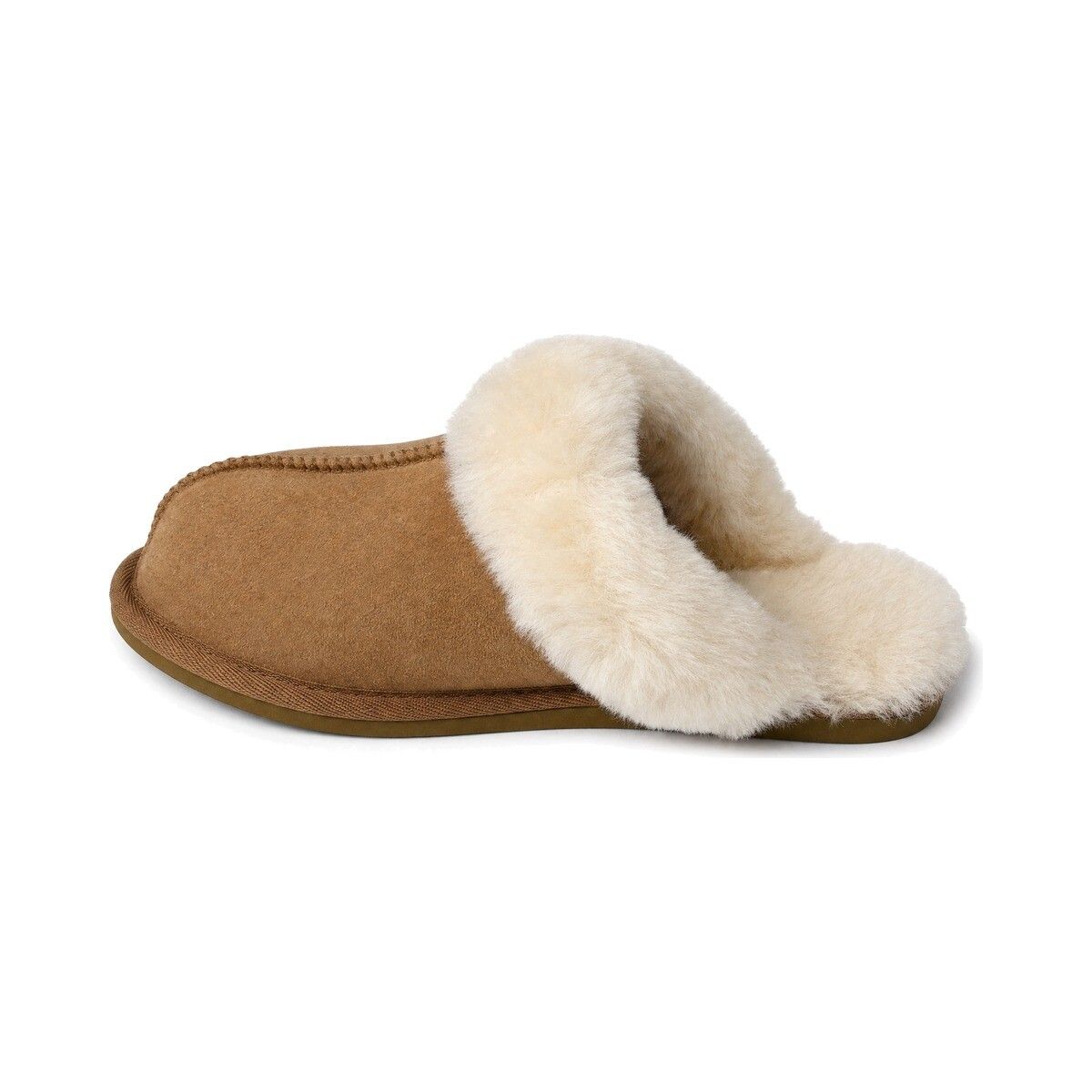 Fluffy krøllete tøfler Kastanje