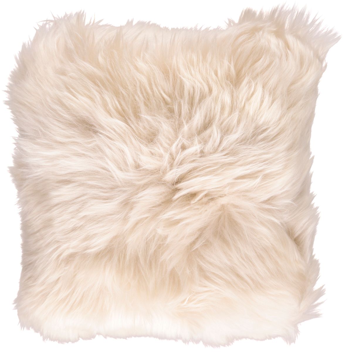 Saueskinnpute | Langhåret | New Zealand | Lärbakside | 50x50 cm Beige