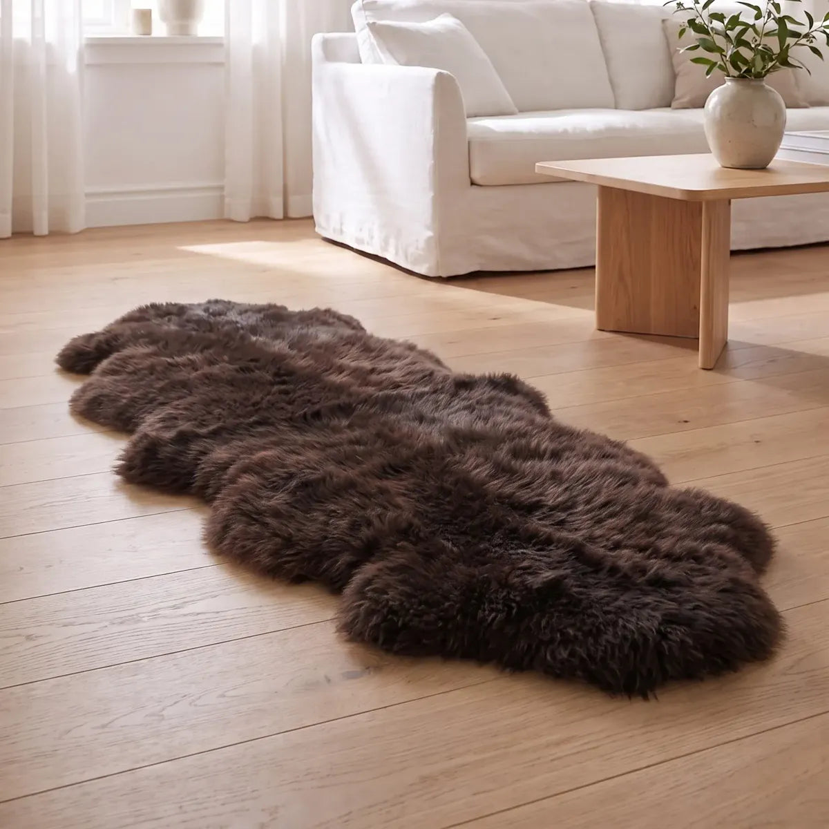 Merino saueskinn | Langhåret | New Zealand | 170x60 cm Sjokolade