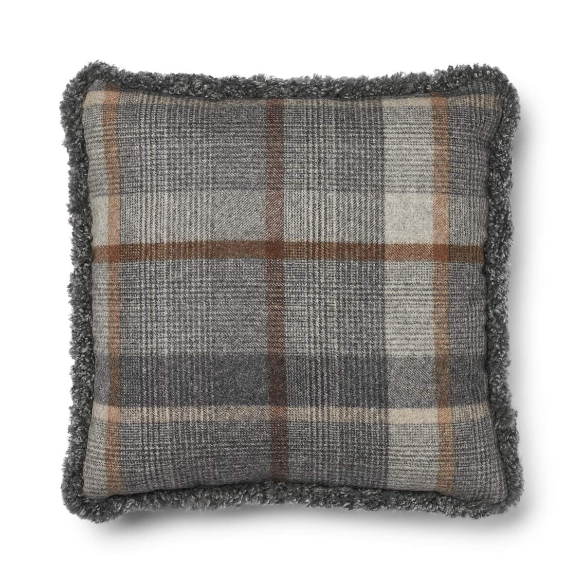 Checked Collection | Ullpute | Korthåret | Dobbeltsidig | 52x52 cm | 34x52 cm Rutet – Grå/Lys grå