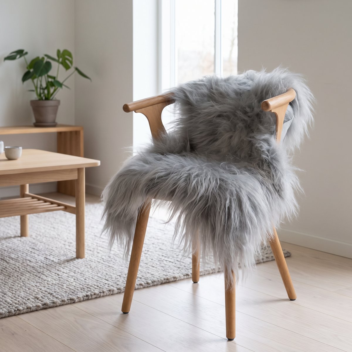 Islandsk saueskinn | Innfarget | 90 + cm Sølv