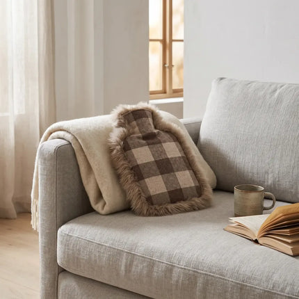 Varmtvannsflaske | Saueskinn og ull | 37 x 27 cm Lindsay Tartan/Hvit