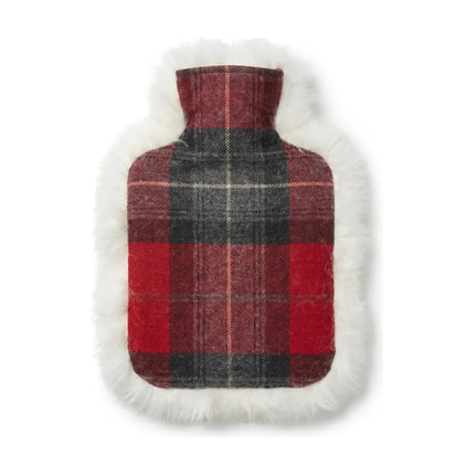 Varmtvannsflaske | Saueskinn og ull | 37 x 27 cm Skye Red Tartan/Hvit